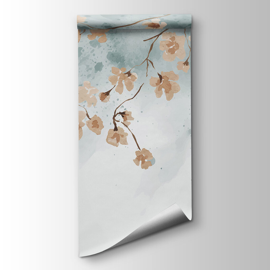 A painting of flowers on a branch A painting of flowers on a branch