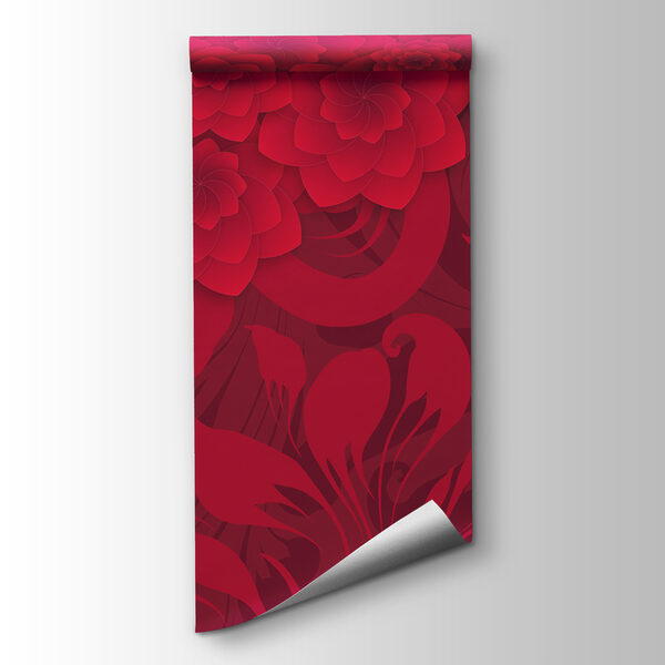 Red flower pattern on a red background