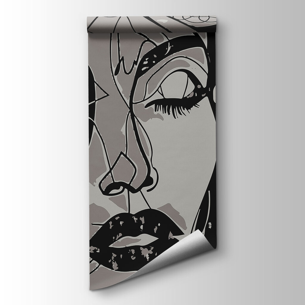 A black and white image of a woman's face