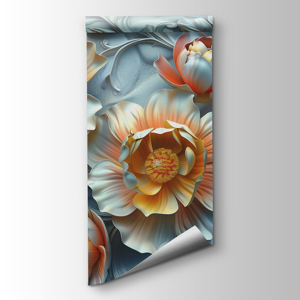 Wallpaper with flowers and leaves Wallpaper with flowers and leaves