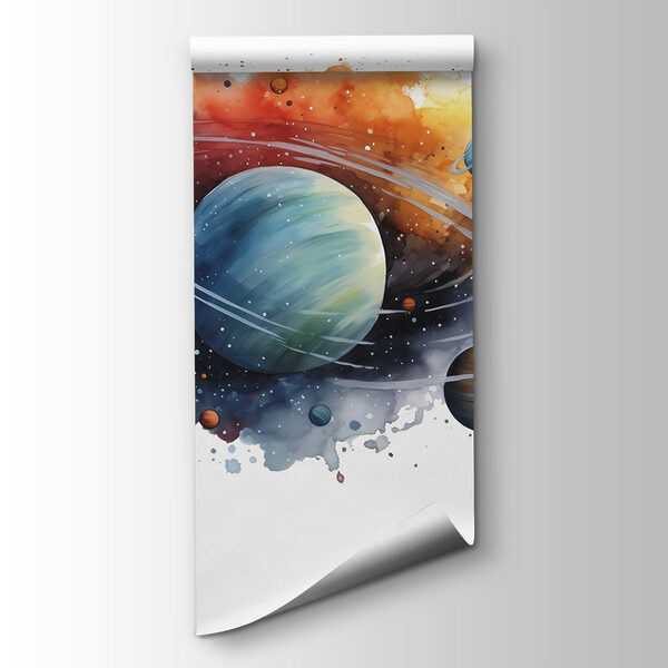 Watercolor of planets and stars