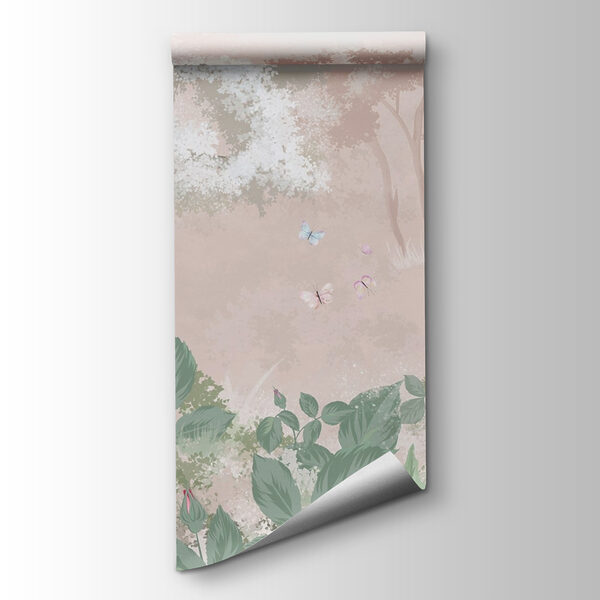 Fox and butterflies in a forest