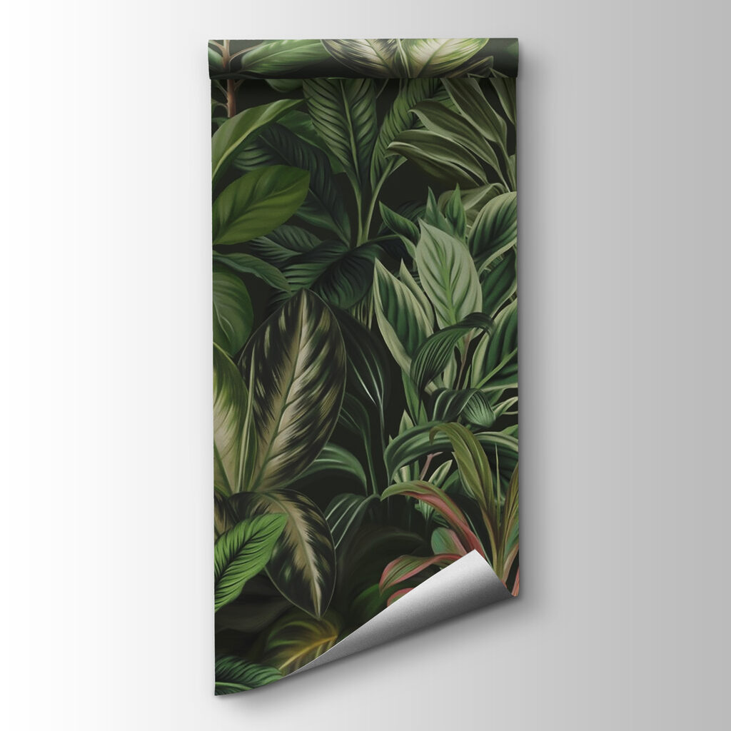 Wallpaper with many different types of leaves