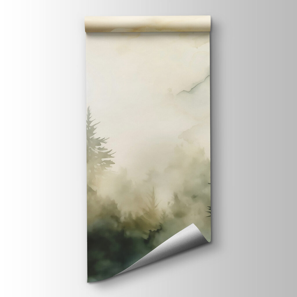 Foggy forest with trees