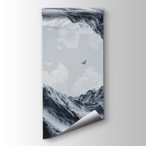 Birds flying over a snowy mountain