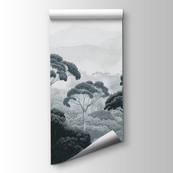 Forest with trees and mountains in the background Forest with trees and mountains in the background