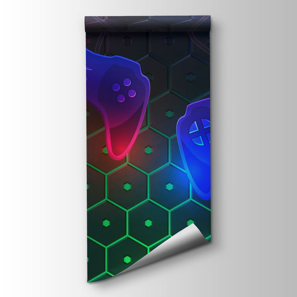 Game controller on a hexagon background