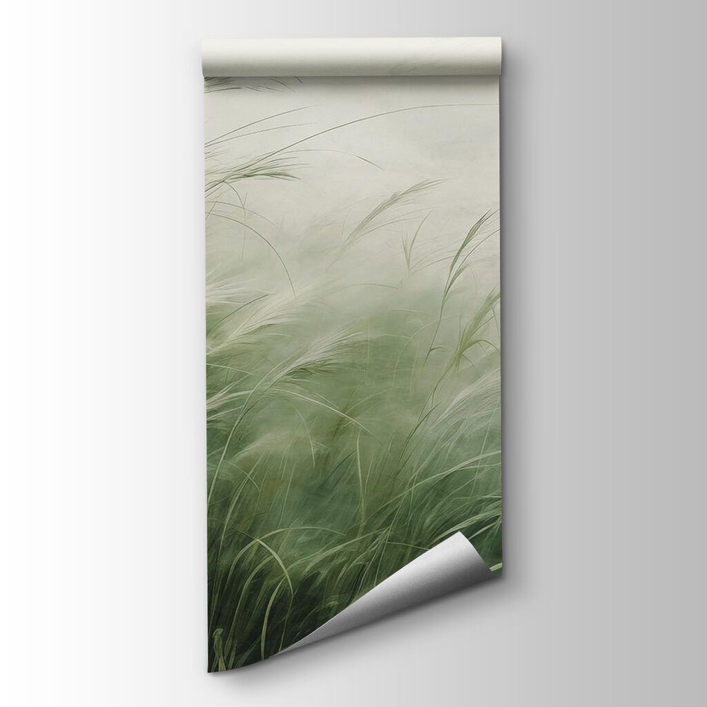 Field of grass with white clouds