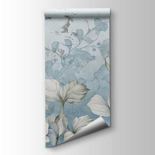 Wallpaper with flowers and leaves