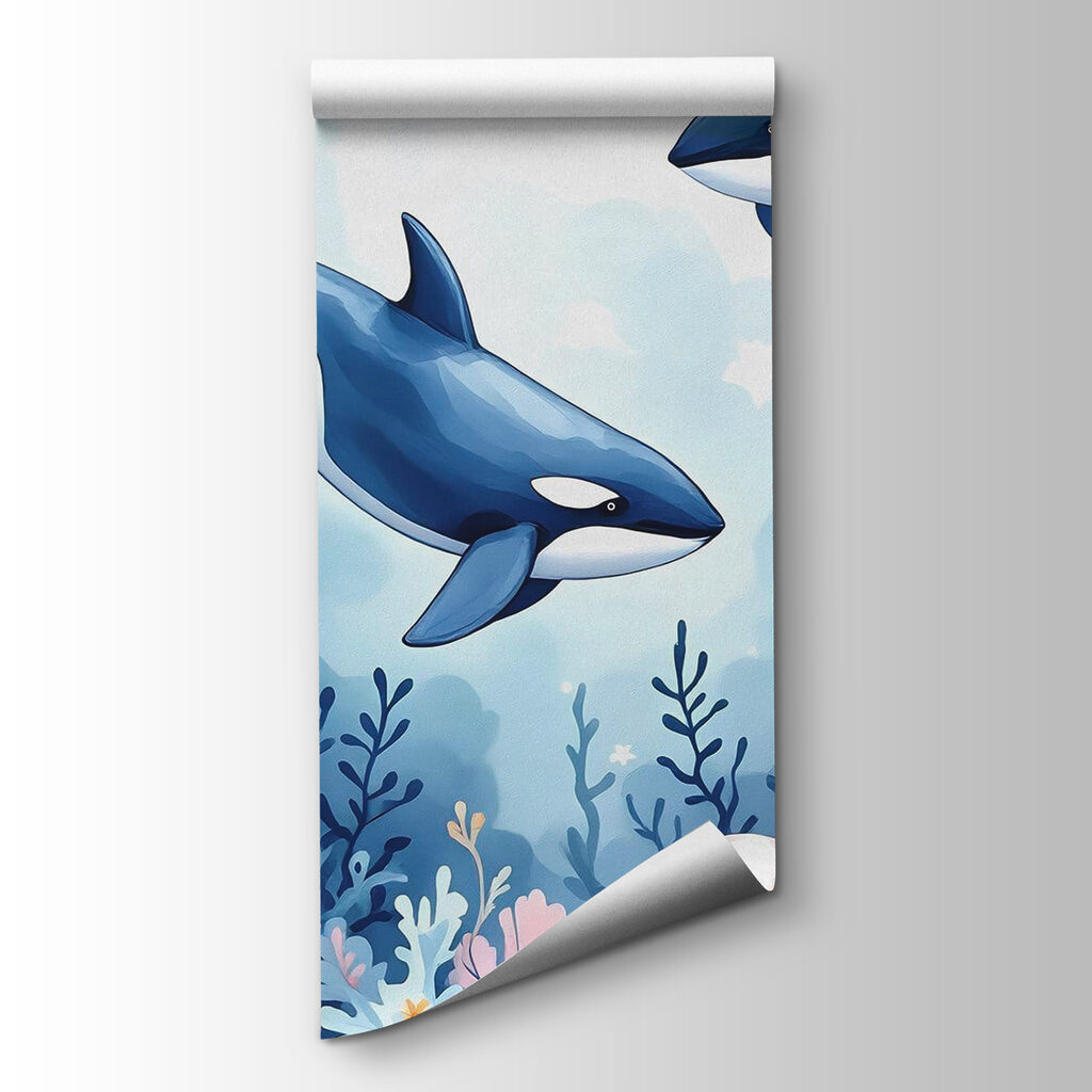 Whale and turtle swimming in the ocean Whale and turtle swimming in the ocean