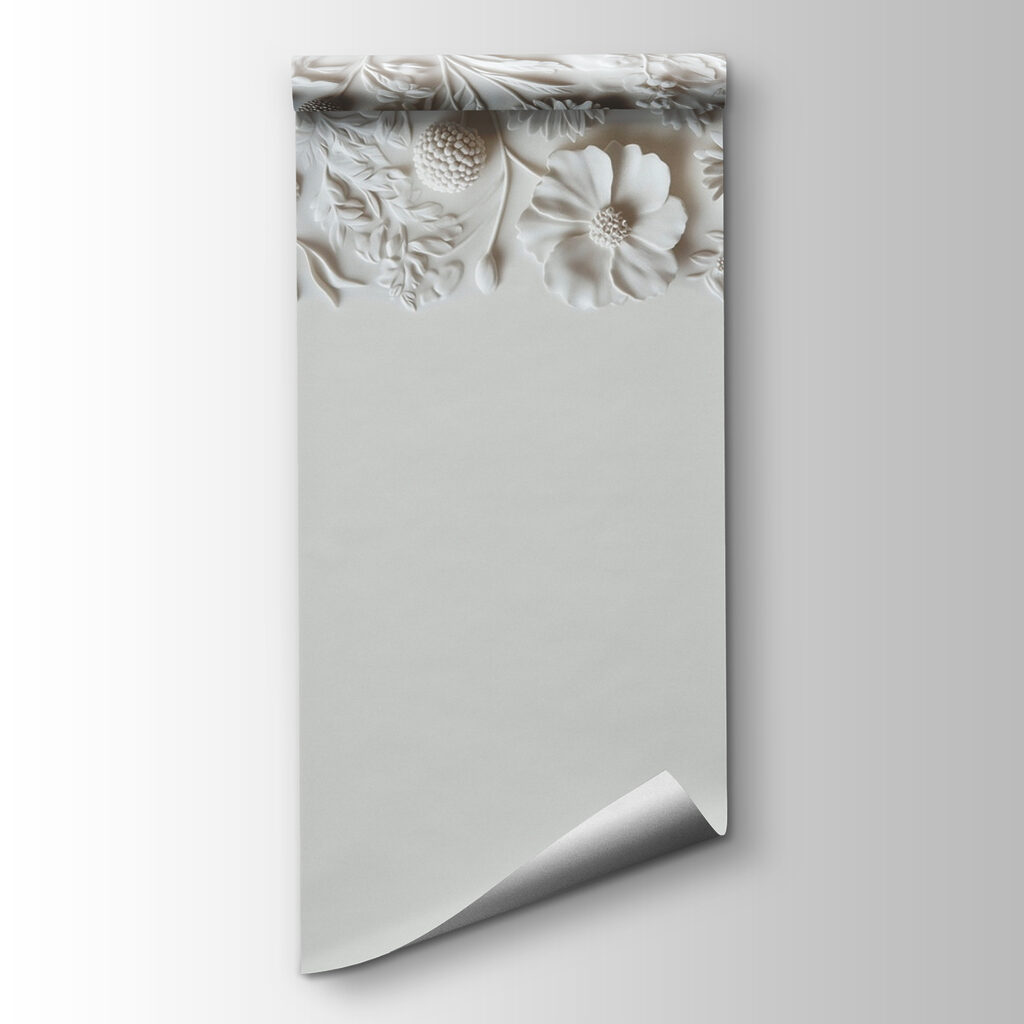 White floral design on a wall