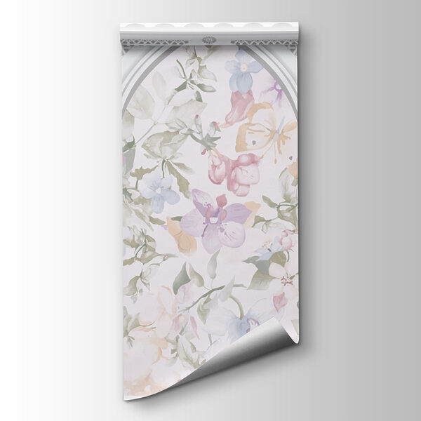 Wallpaper with flowers and arches