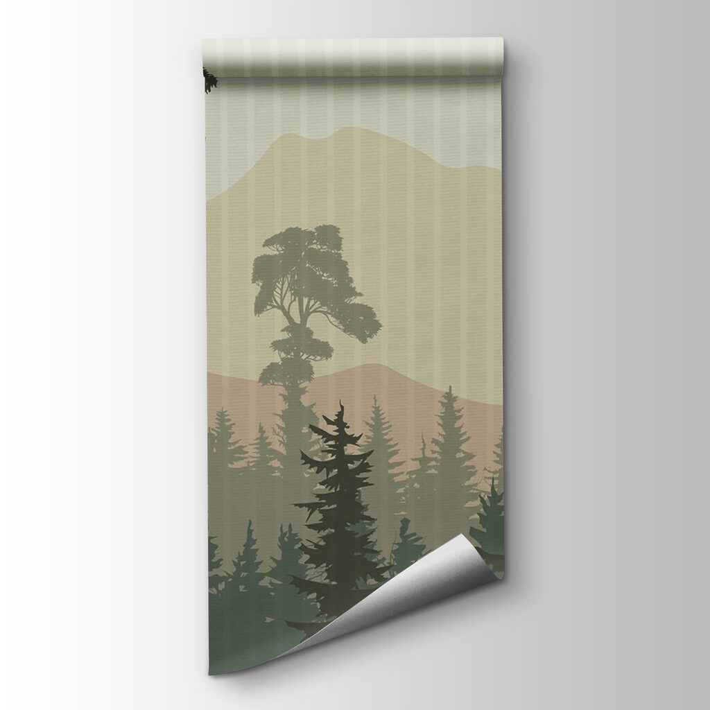Landscape of trees and mountains