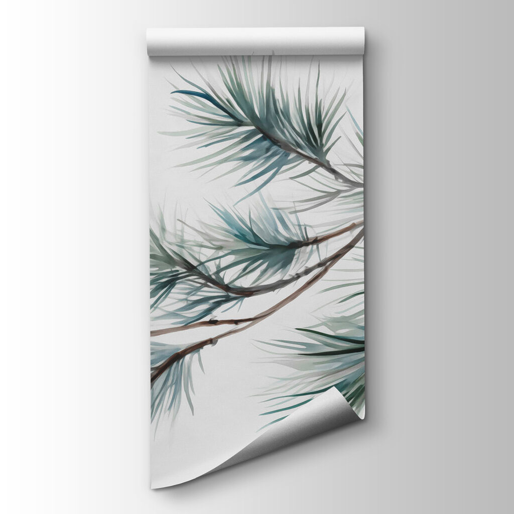 Delicate pine branches against white backdrop Delicate pine branches against white backdrop