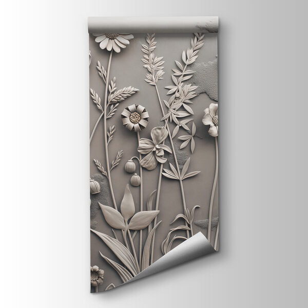 A wall art with flowers and plants A wall art with flowers and plants