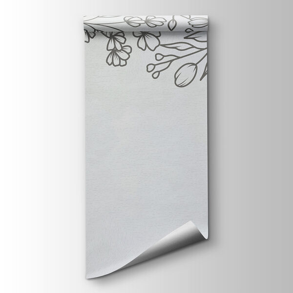 A white background with black and white flowers A white background with black and white flowers