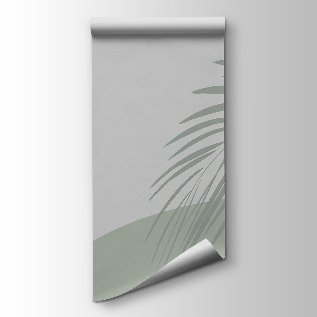 Palm leaves on a grey background