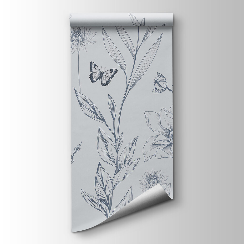 Drawing of flowers and butterflies