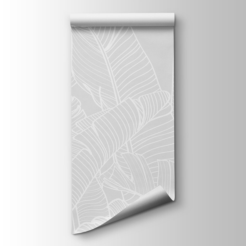 White line drawing of leaves
