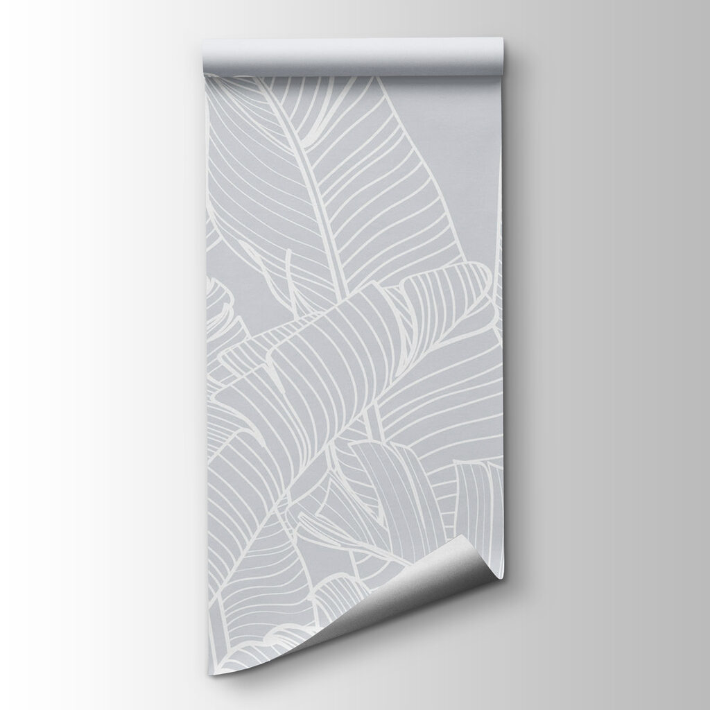 White line drawing of leaves