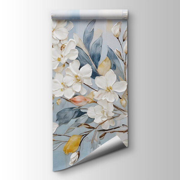 Painting of white flowers and leaves Painting of white flowers and leaves