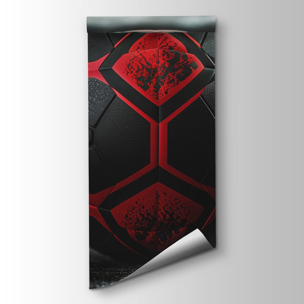 Dynamic black and red soccer ball