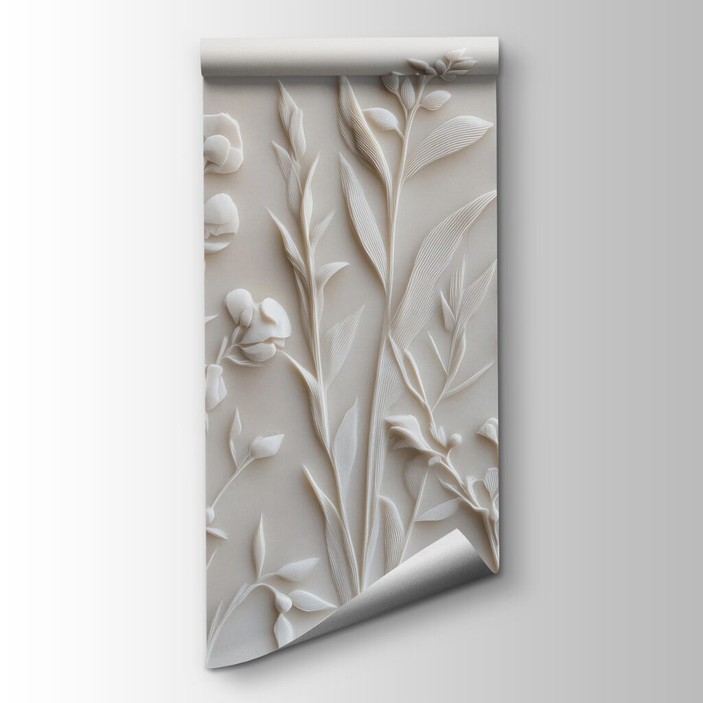White flower and leaf design