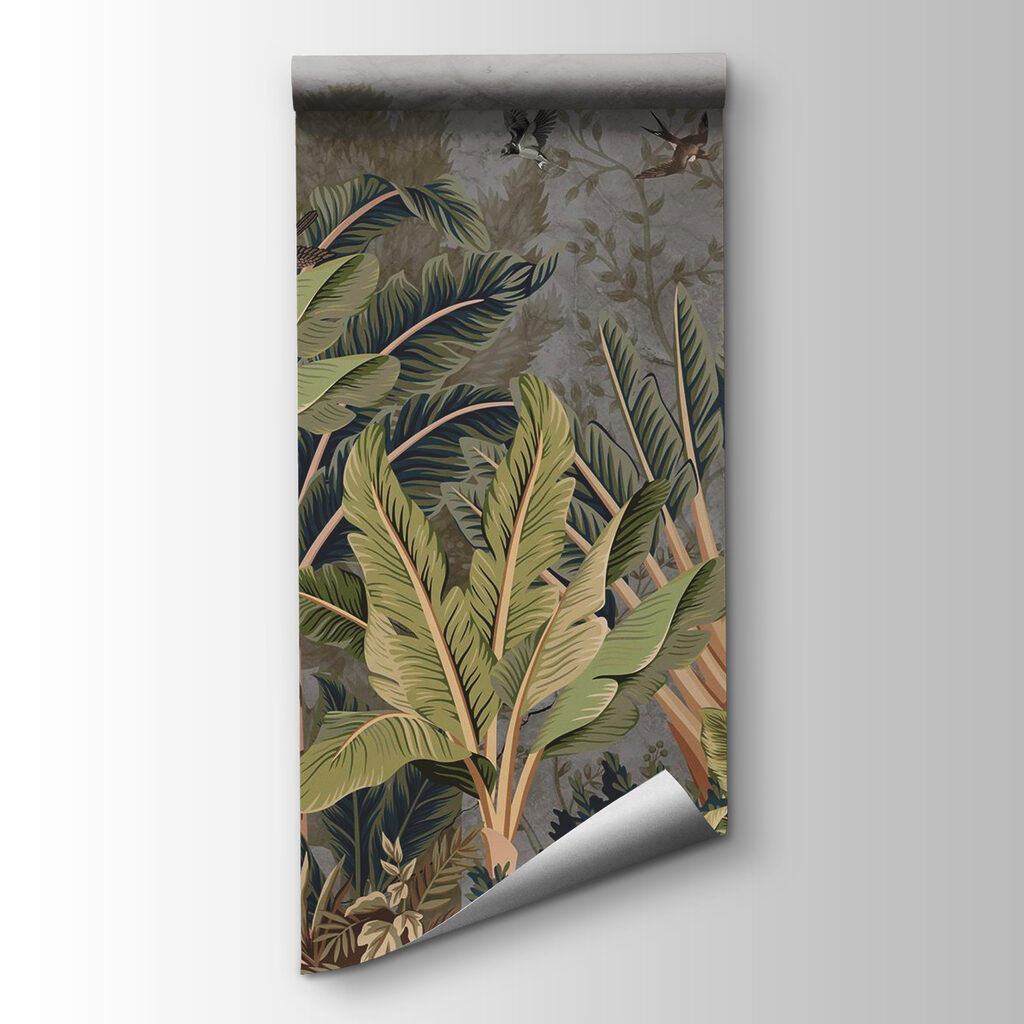 Wallpaper with a tropical forest