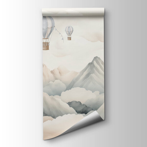 Group of hot air balloons in the sky above mountains Group of hot air balloons in the sky above mountains