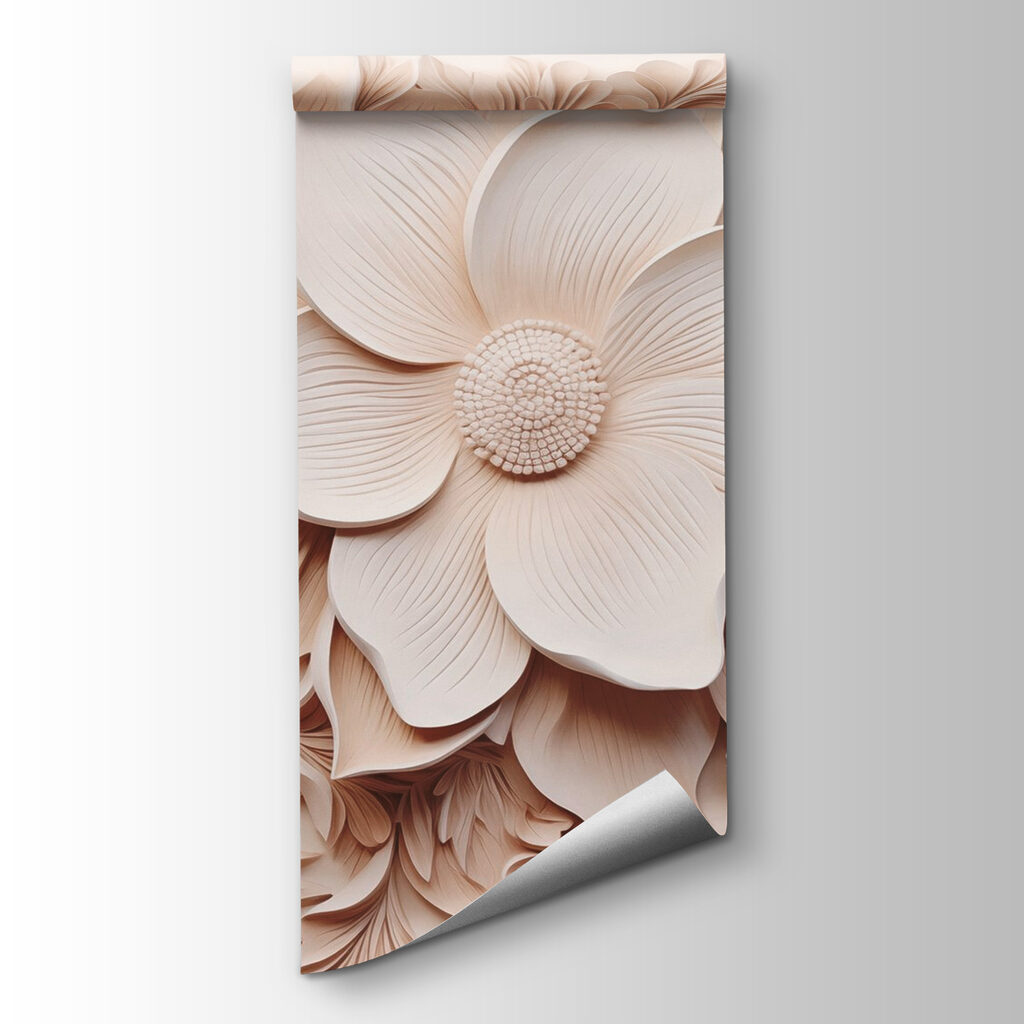 White flowers and leaves on a wall