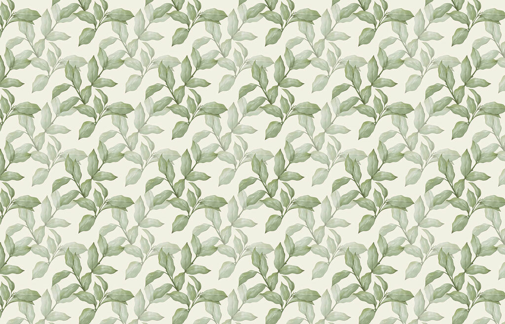 Pattern of leaves on a white background