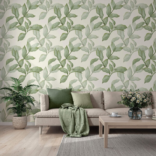 Patrón de hojas sobre fondo blanco