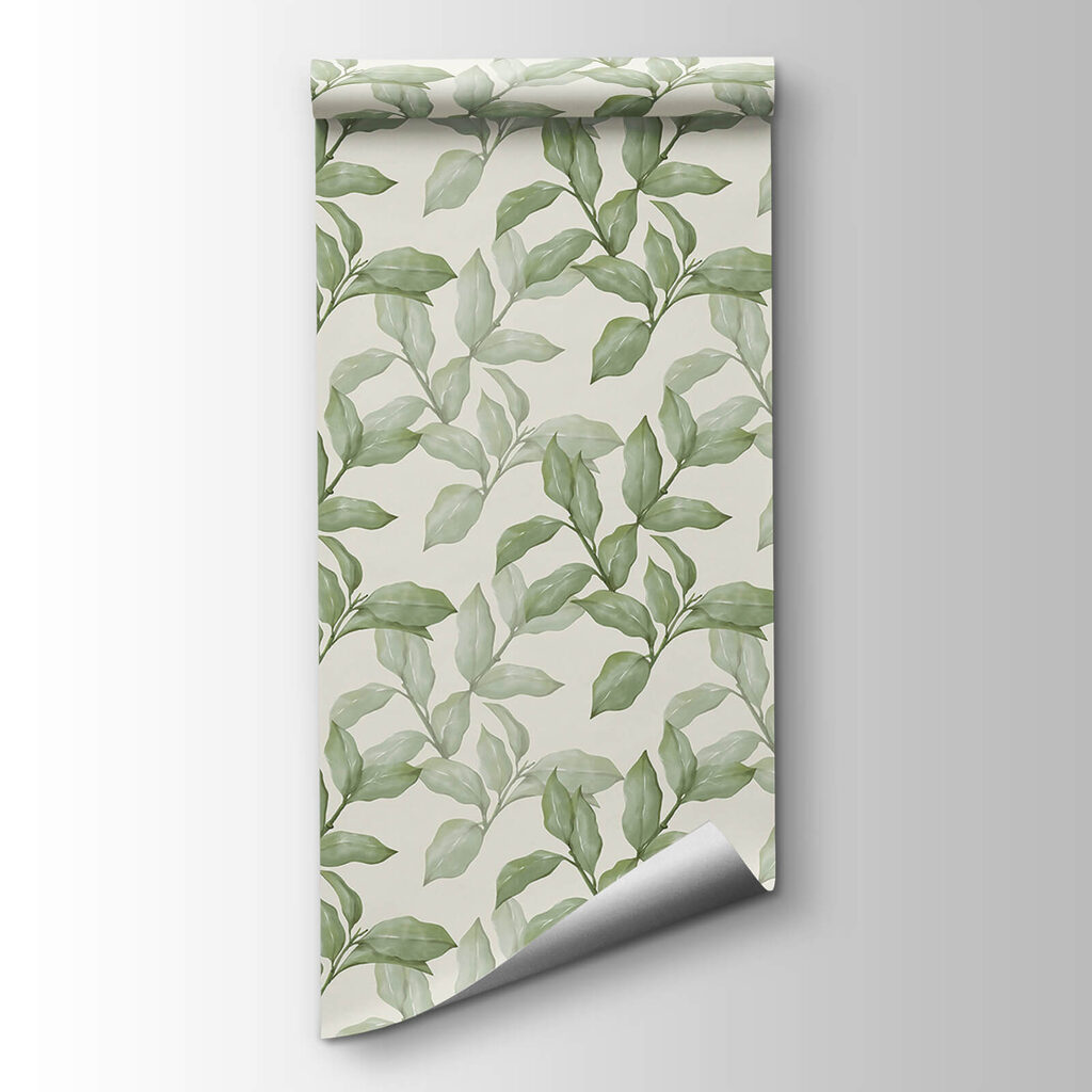 Pattern of leaves on a white background