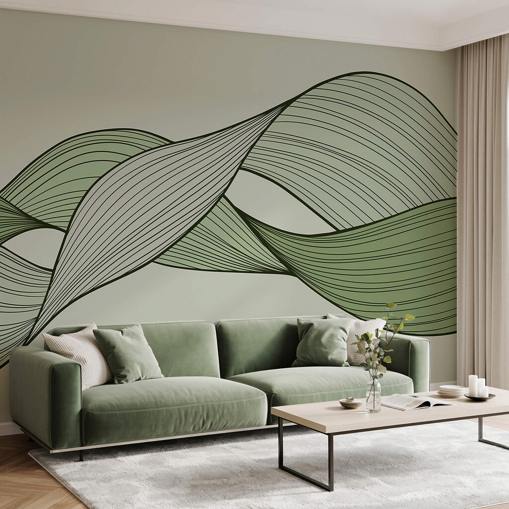 Líneas onduladas verdes y negras