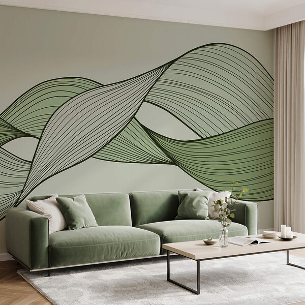 Líneas onduladas verdes y negras