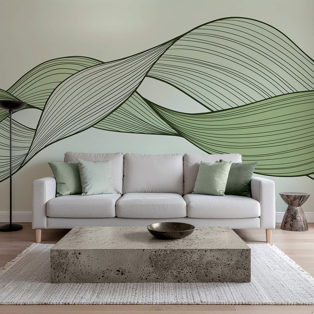 Líneas onduladas verdes y negras