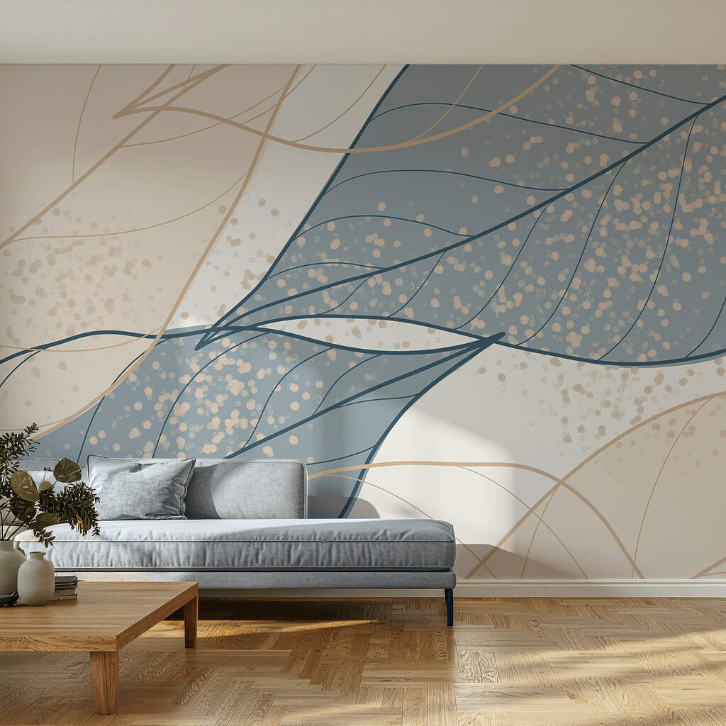 Los suaves tonos de los motivos de hojas se entrelazan Los suaves tonos de los motivos de hojas se entrelazan