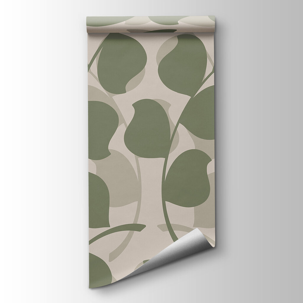 Pattern of leaves on a beige background