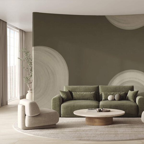 Fotomurales Fotomurales Objeto blanco con remolinos sobre fondo marrón (SKU: t00442)