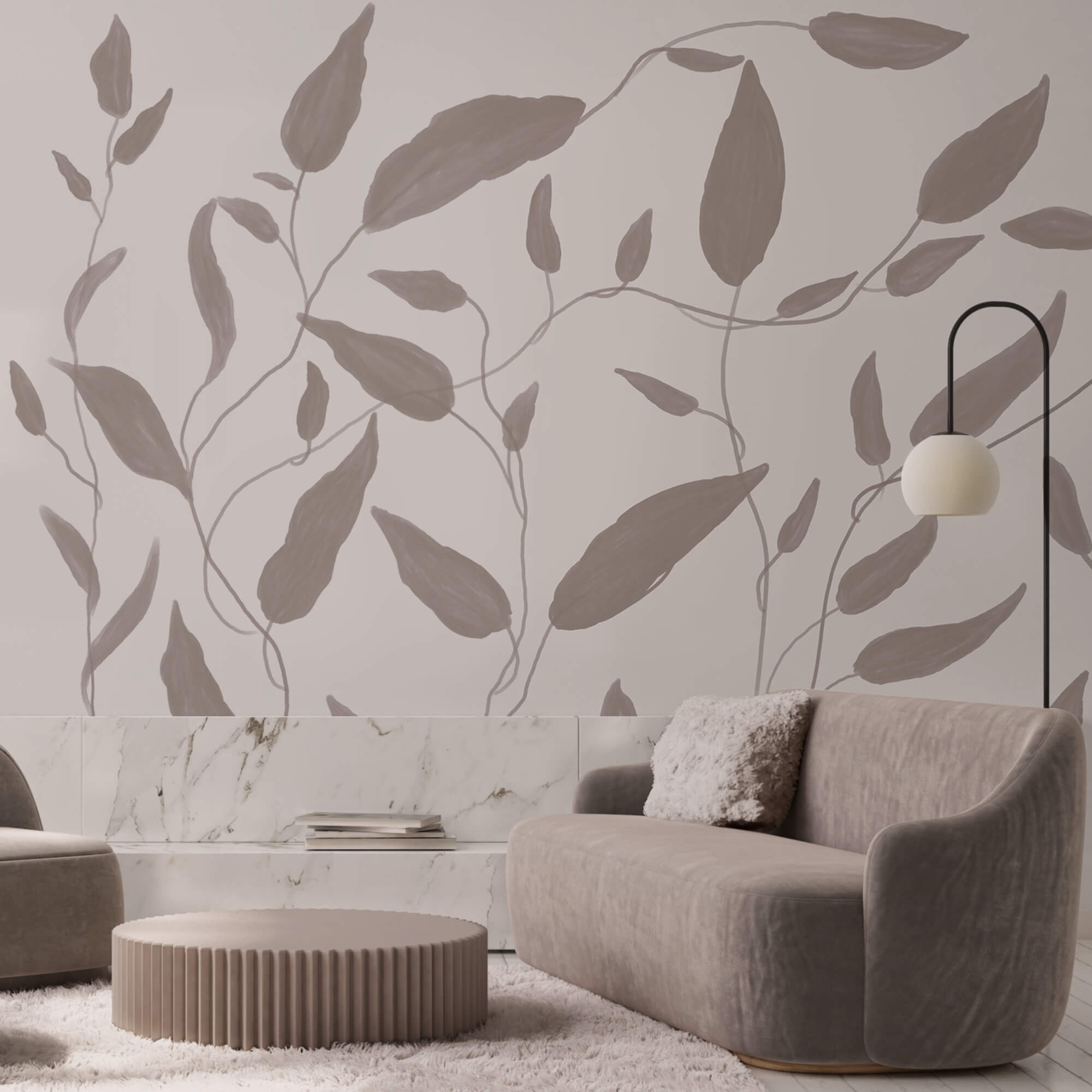 Dibujo de hojas sobre fondo blanco