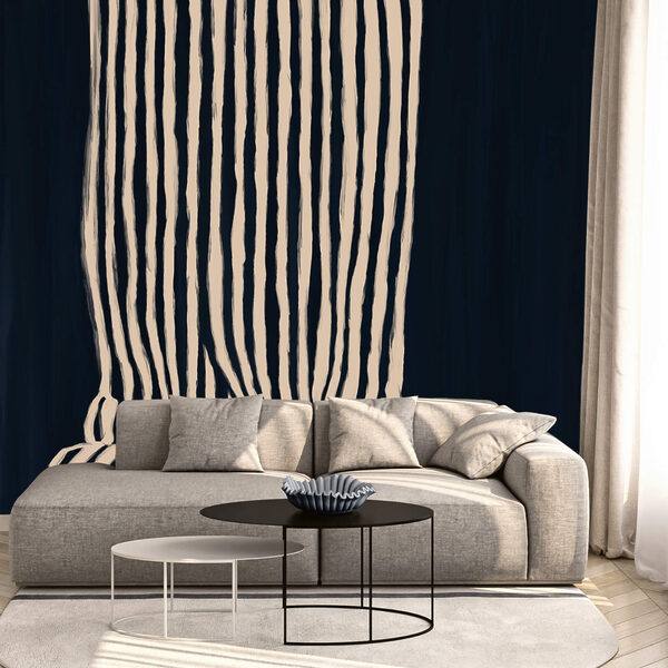 Cortina a rayas blancas y negras