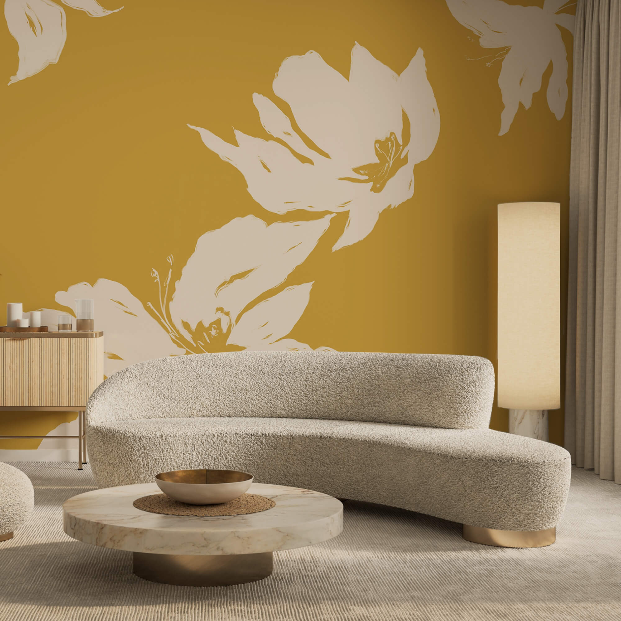 Diseño floral sobre un fondo cálido