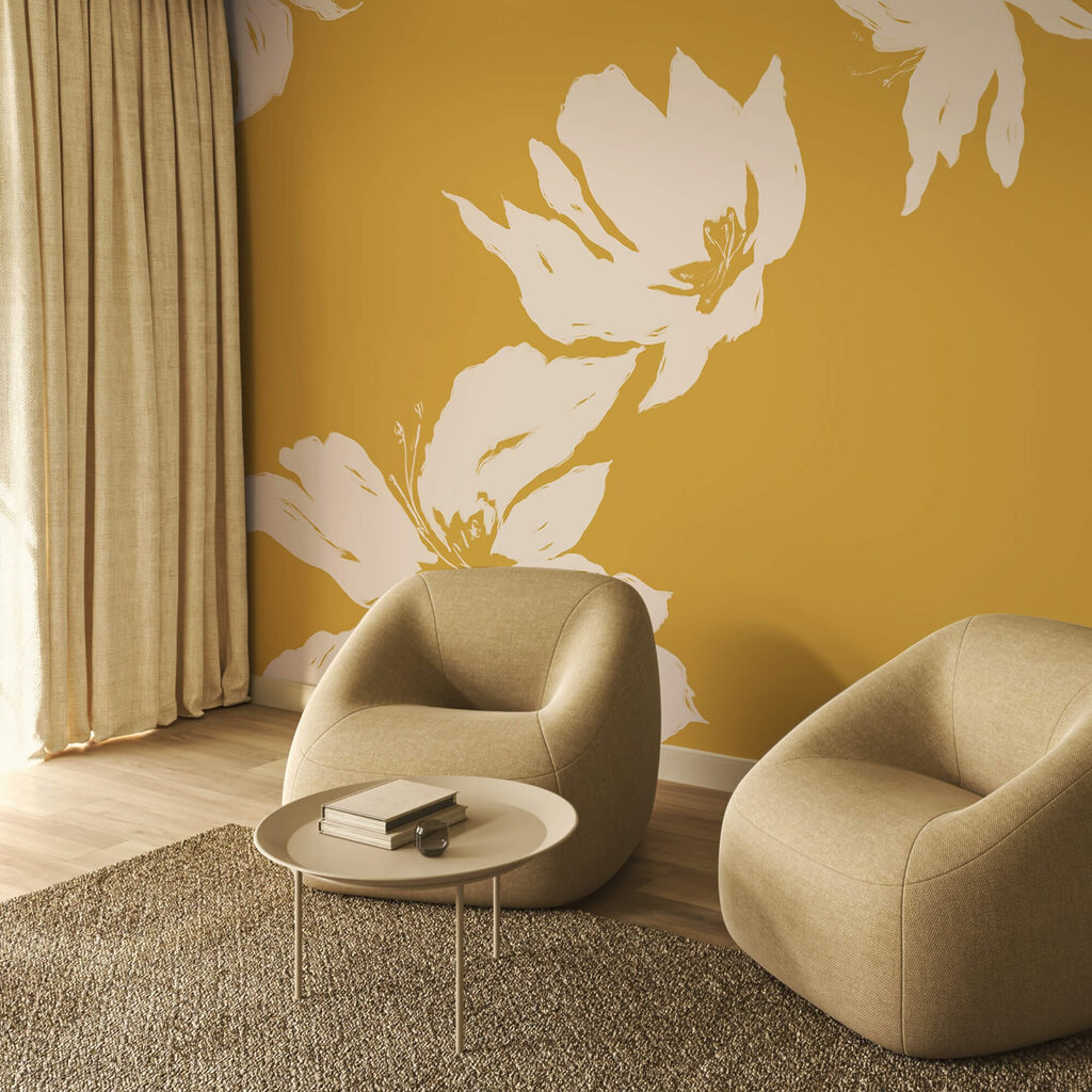 Diseño floral sobre un fondo cálido