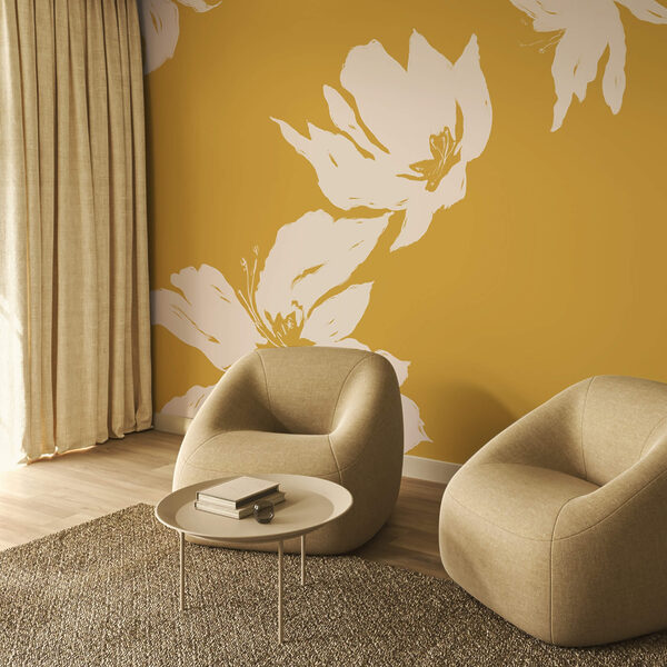 Diseño floral sobre un fondo cálido
