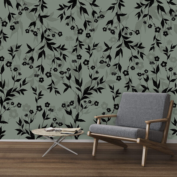 Fotomurales Fotomurales Estampado floral en blanco y negro (SKU: t00452)