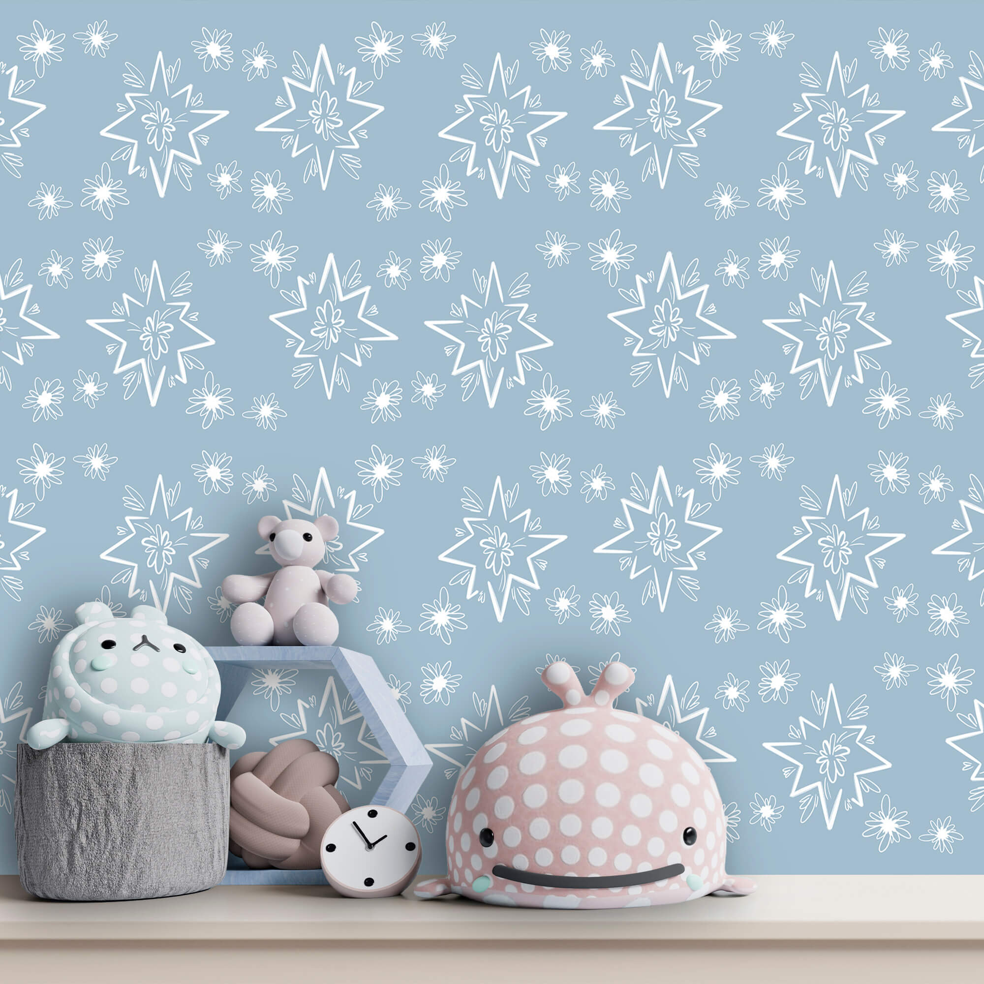 Fondo azul con estrellas blancas