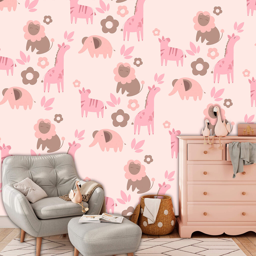 Motivo de animales y flores