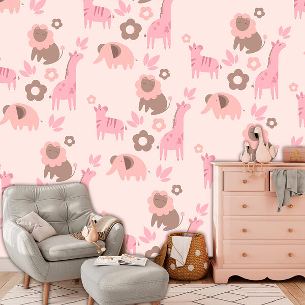 Motivo de animales y flores