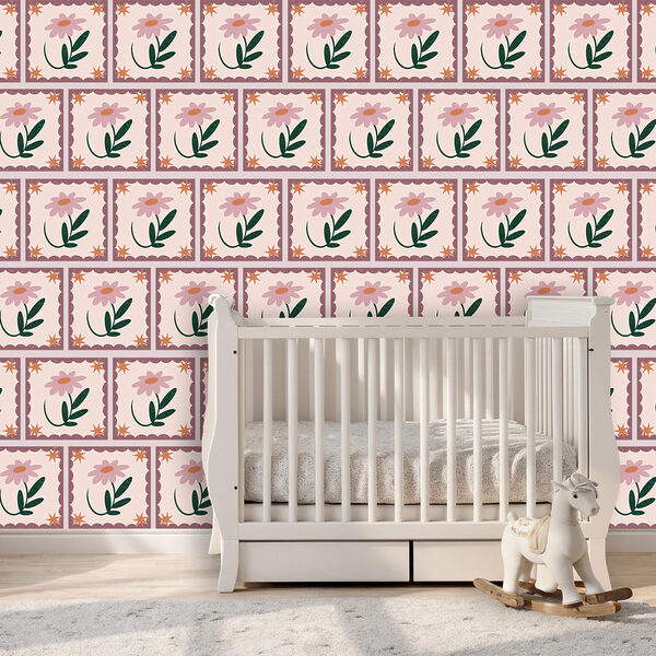 Fotomurales Fotomurales Patrón de flores y hojas (SKU: t00460)