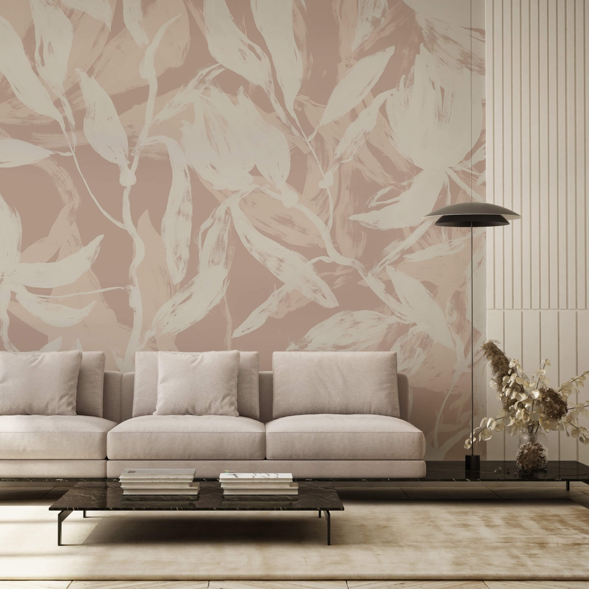 Hojas delicadas sobre fondo suave